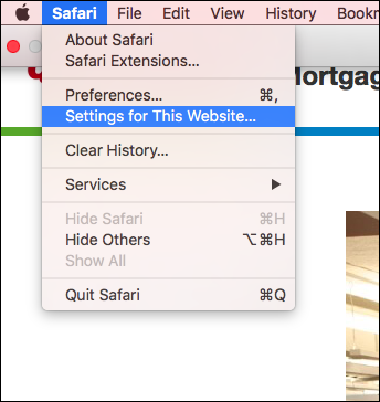 Safari Menu